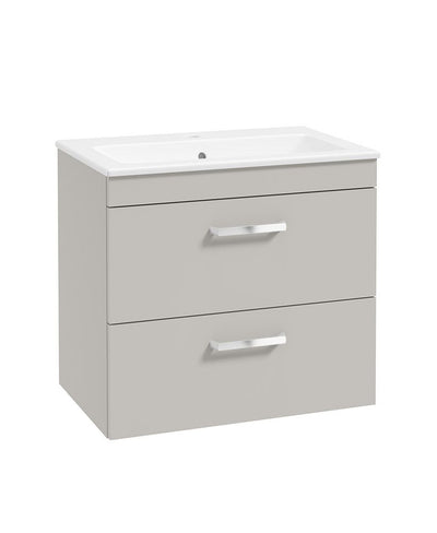 Corta Wall Hung 60Cm Two Drawer Unit Morning Mist-Chrome Handles