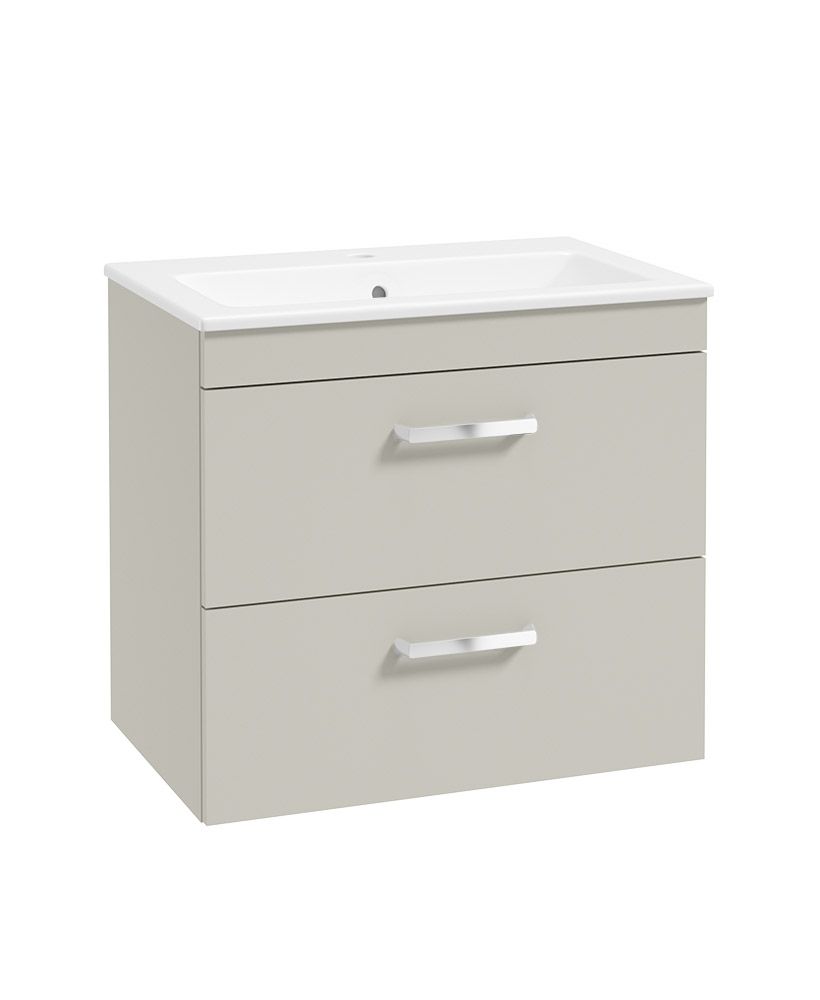 Corta Wall Hung 60Cm Two Drawer Unit Whispering Willow-Chrome Handles