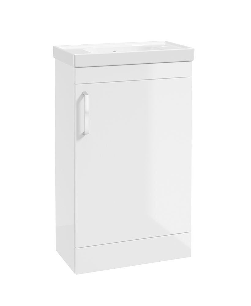 Corta Floorstanding 50Cm Single Door Compact Unit Gloss White-Chrome H