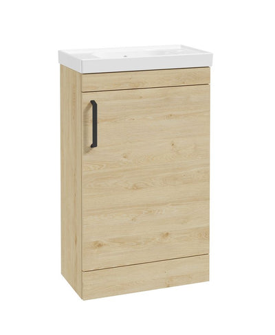 Corta Floorstanding 50Cm Single Door Compact Unit Honey Oak-Black Hand
