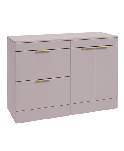 Stockholm Floorstanding 120Cm Two Drawer/Two Door Countertop Unit Matt Cashmere Pink-Brushed Gold Handles