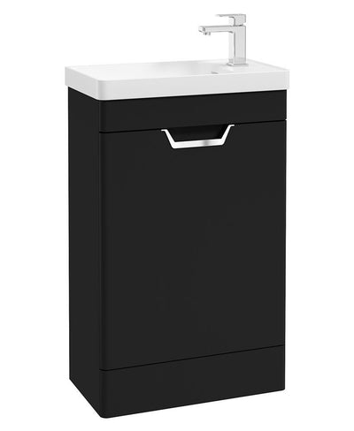 Freya Floorstanding 55Cm Single Door Cloakroom Unit Matt Black-Chrome Handle