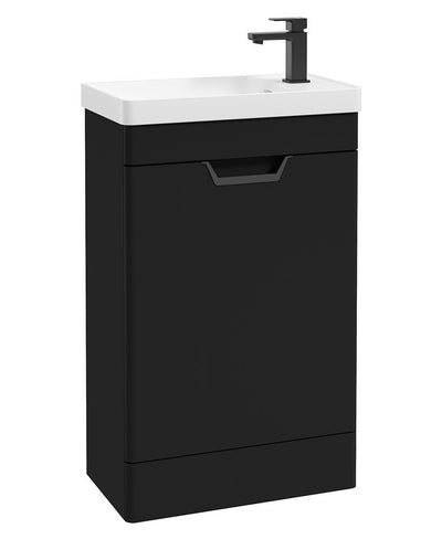 Freya Floorstanding 55Cm Single Door Cloakroom Unit Matt Black-Black Handle