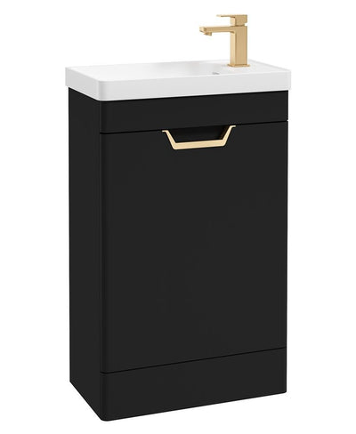 Freya Floorstanding 55Cm Single Door Cloakroom Unit Matt Black-Gold Handle