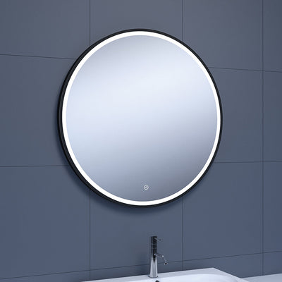 Fuse Frame Black Round Mirror