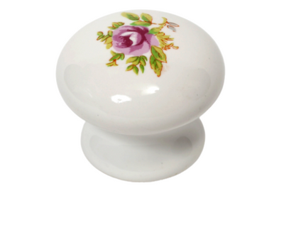 Floral White Ceramic Knob 35mm