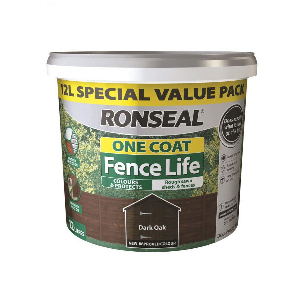 Ronseal - Ronseal Fencelife One Coat - 12L - Medium Oak