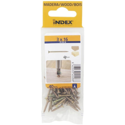 Index Prepack Chipboard Screw Pozi Yellow 3x16 Pack40