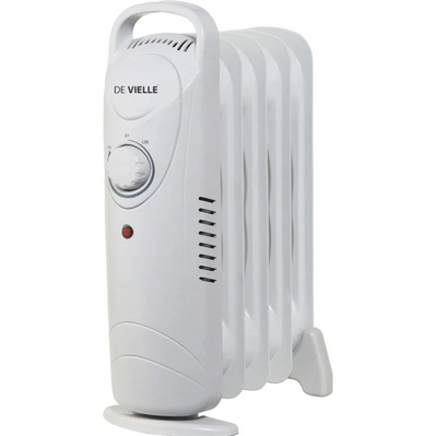 De Vielle 5 Fin Mini Oil Filled Rad Radiator 500W - White