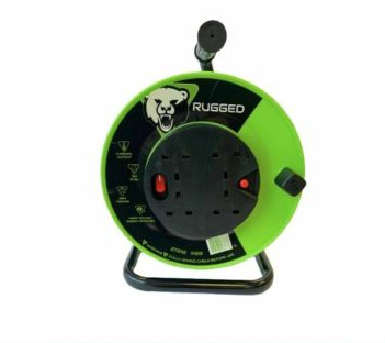 Rugged 25m 13A 4 Socket Cable Reel
