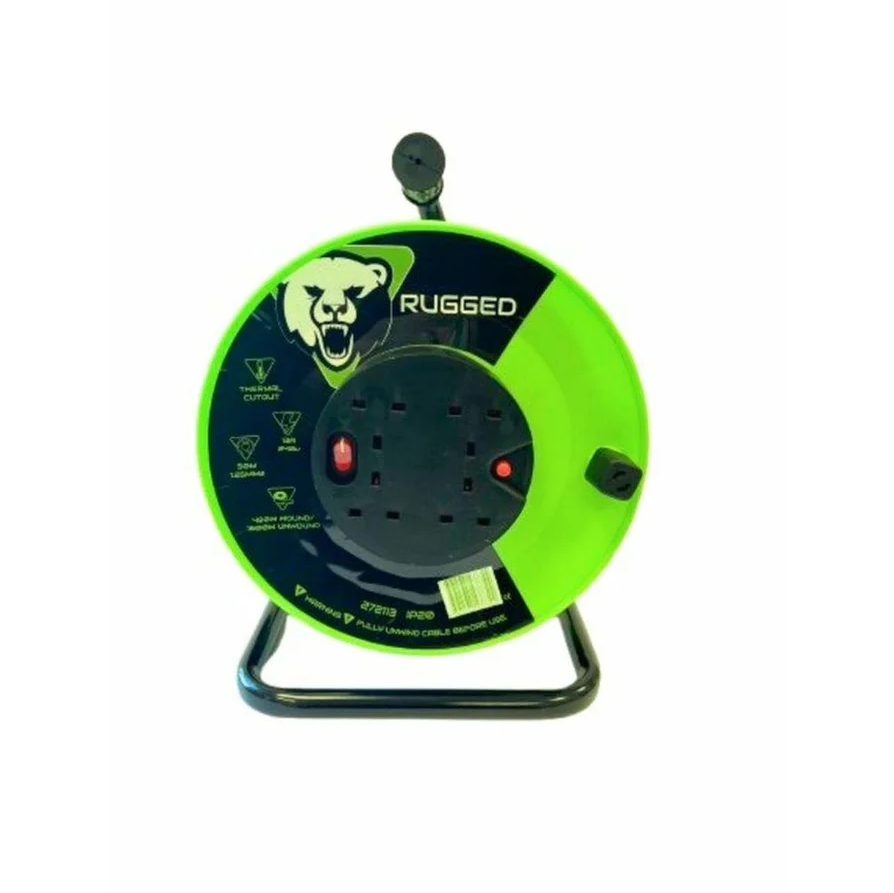 Rugged 50 Metre 13A 4 Socket Cable Reel