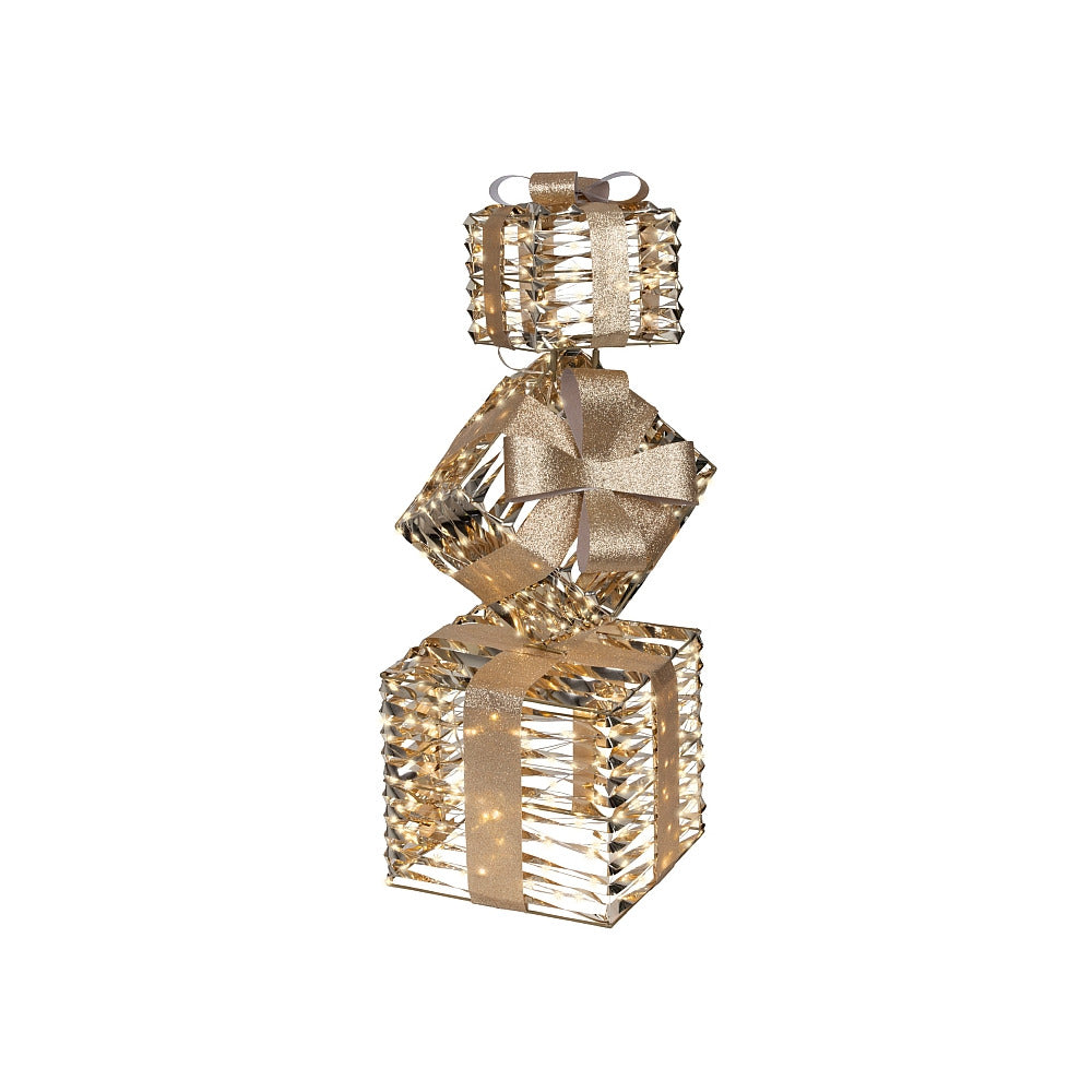 Lumineo Gold Twist Micro LED Gift Box with Flashing Effect - 73cm