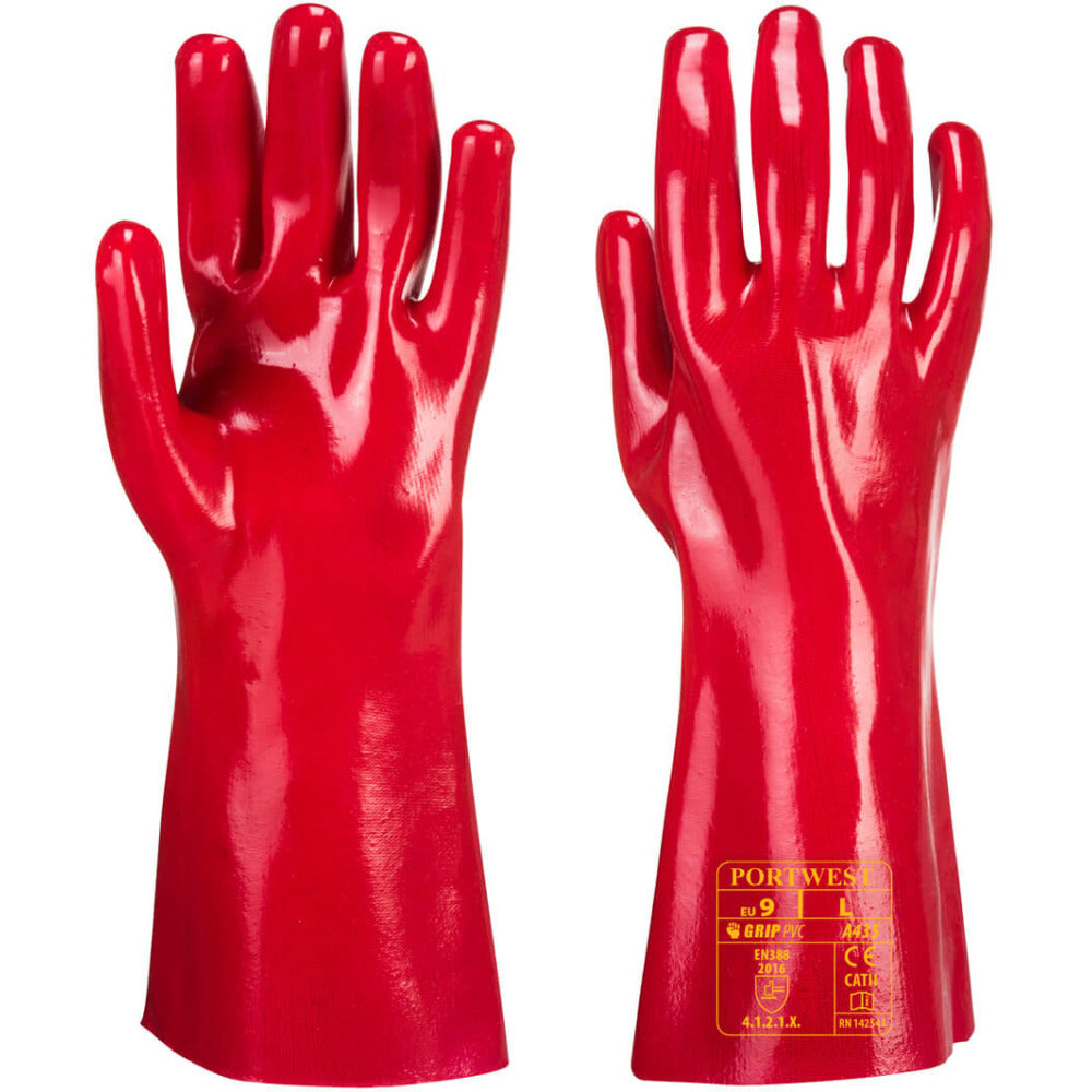 Portwest - A435 PVC Gauntlet Glove - Red