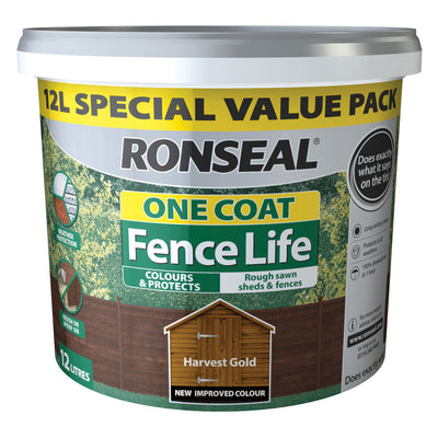 Ronseal One Coat Fence Life Harvest Gold 12L