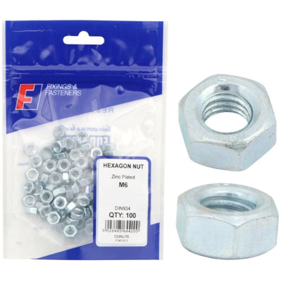 ForgeFix Prepack Hexagon Nut Zinc Plated M6