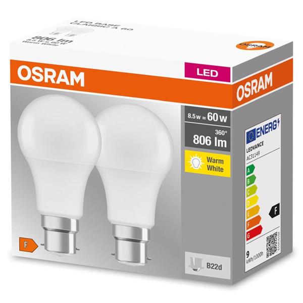 Osram 8.5W (60W) B22 Gls Led T/Box