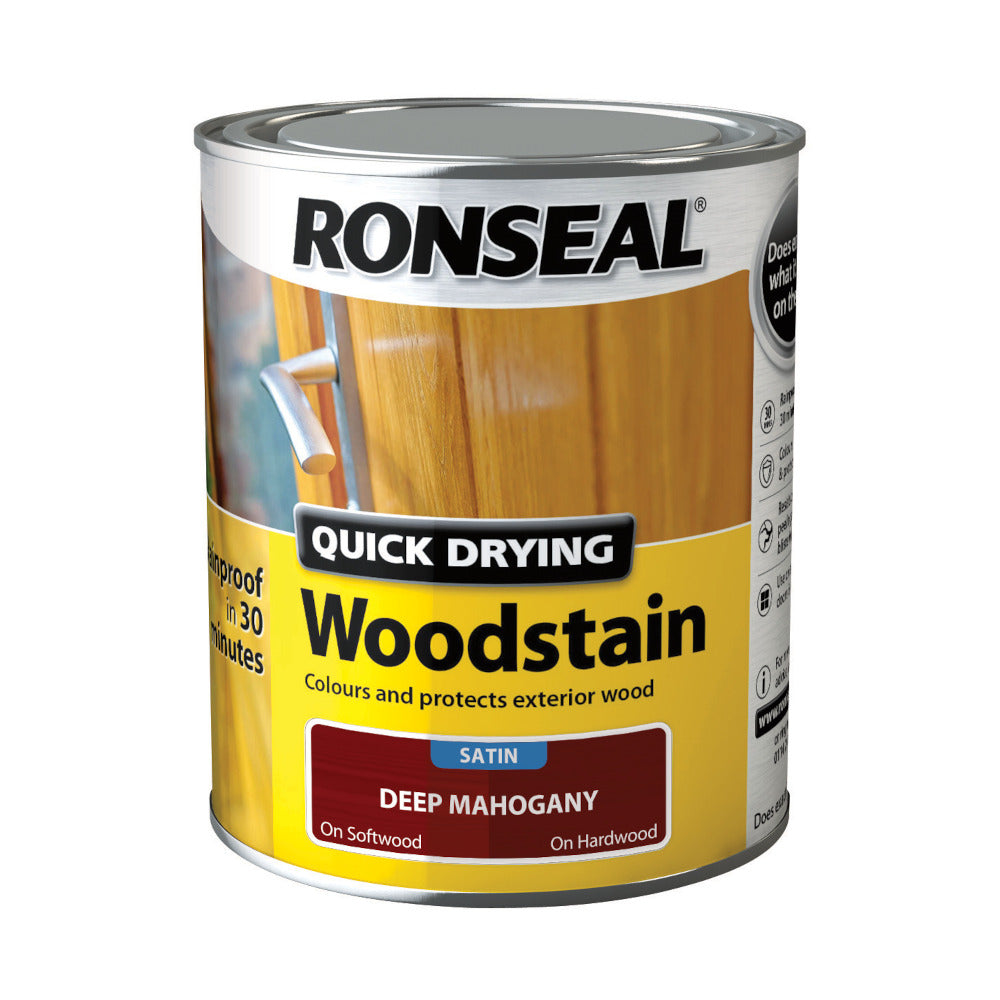 Ronseal Quick Drying Woodstain Deep Mahogany Satin 750ml
