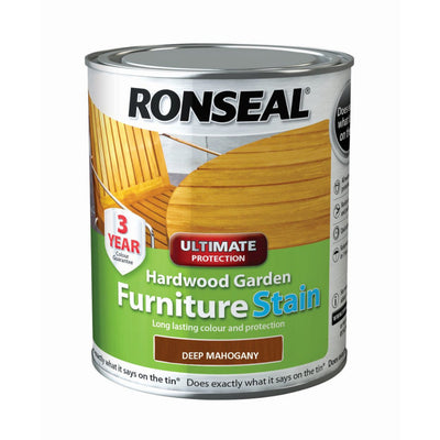 Ronseal Ultimate Protection Hardwood Garden Furniture Stain Deep Mahogany 750ml