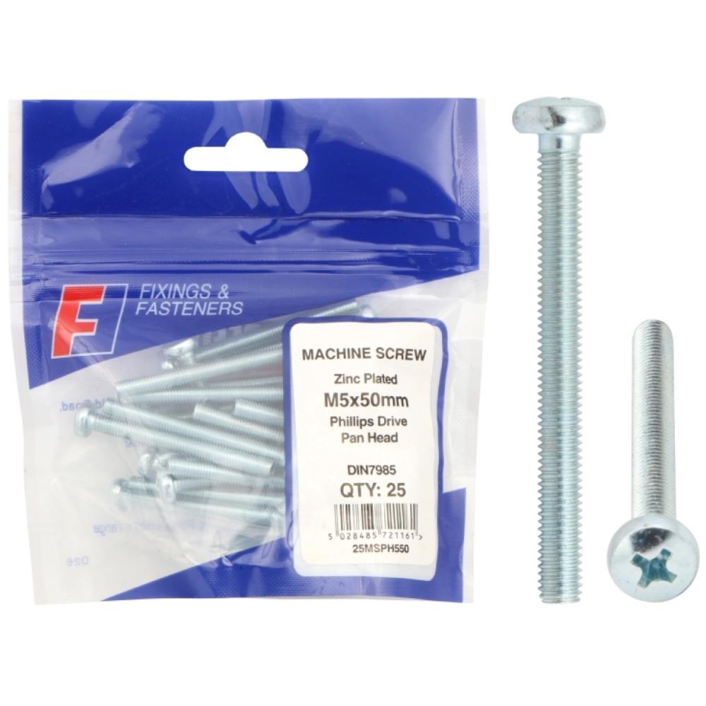 ForgeFix Machine Screws Pan Head M5x50mm (Bag25)