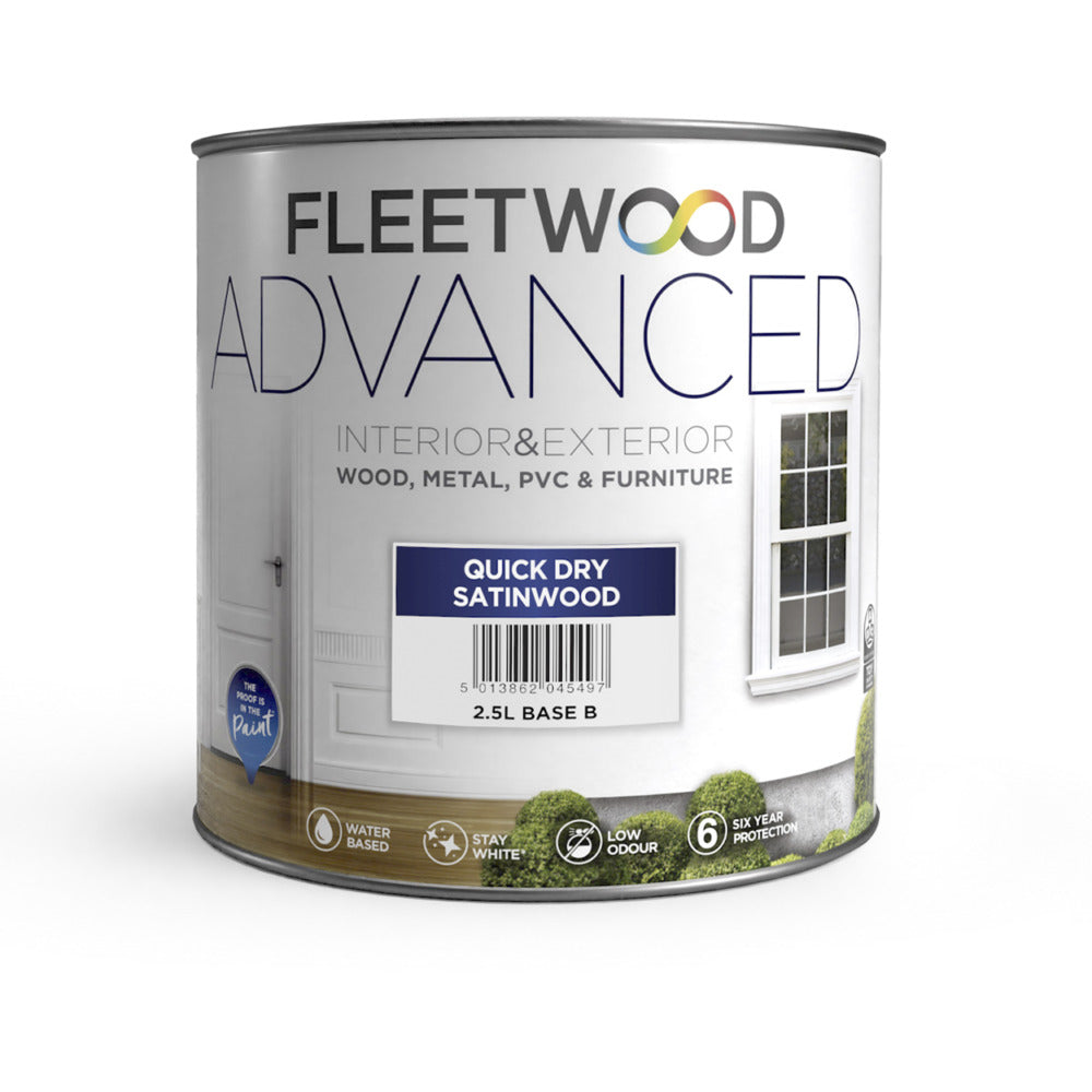 Fleetwood Advanced Quick Dry Satinwoodwood Brilliant White 1L