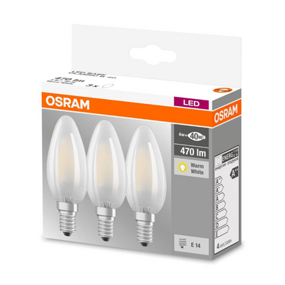 Osram Led Candle 5.7W (40W) Fros Fila-3Pk(Ses)