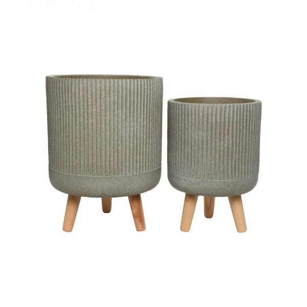 Textured Stripe Design Fibre Clay Planter