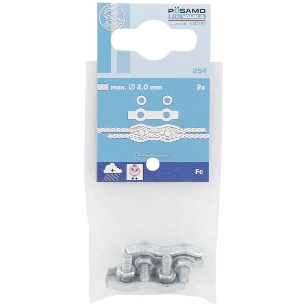 Posamo Duplex Wire Rope Clip 2mm Zinc Plated Pack2