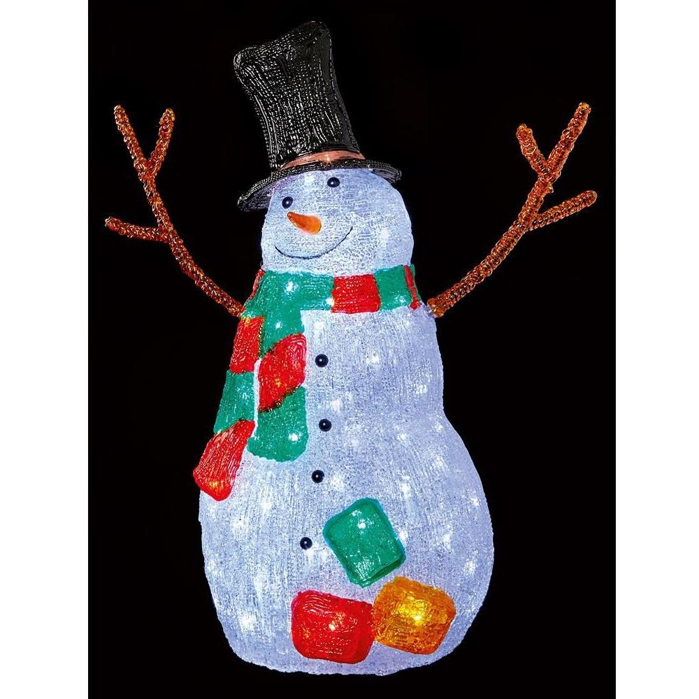 Premier - LED Acrylic Snowman with Twig Arms & Scarf - 56cm - Multi-Coloured