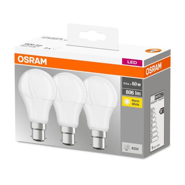 Osram 2+1 Pk Led Gls 9.5W (60W) Bc Bulb