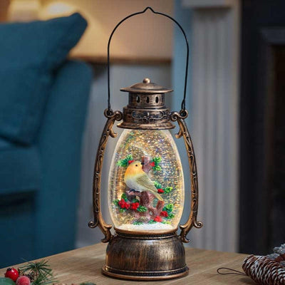 Three Kings Snow Swirl Festive Robin Lantern