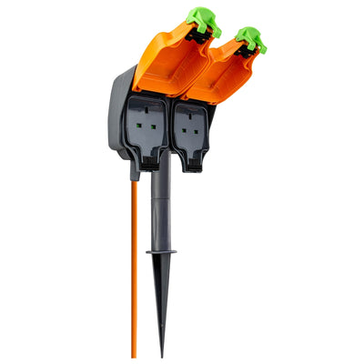 Masterplug 13A 2 socket 15m Outdoor Weatherproof Garden Spike