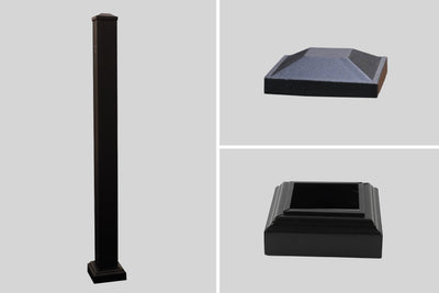 Black Aluminium Rail Post 990Mm