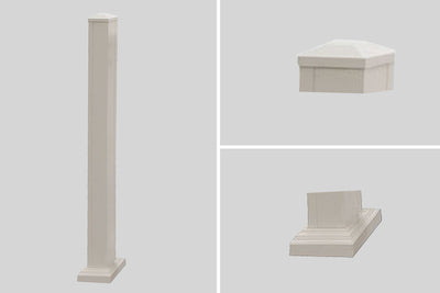 White Aluminium Rail Post 990Mm