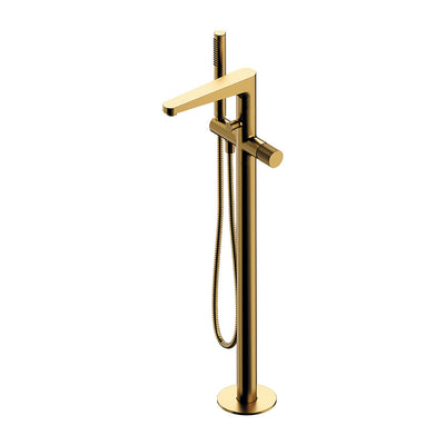 Contour Floor Standing Bath Mixer Brushed Gold