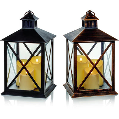 Lantern with 3 Flickabright Candles 40cm - 2 Assorted