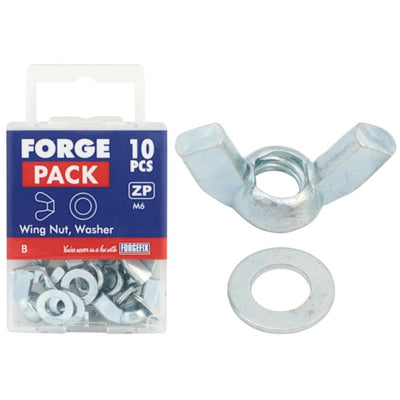 ForgePack Wing Nut & Washer M6 (Pack10)