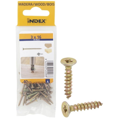 Index Prepack Chipboard Screw Pozi Yellow 3x25 Pack40