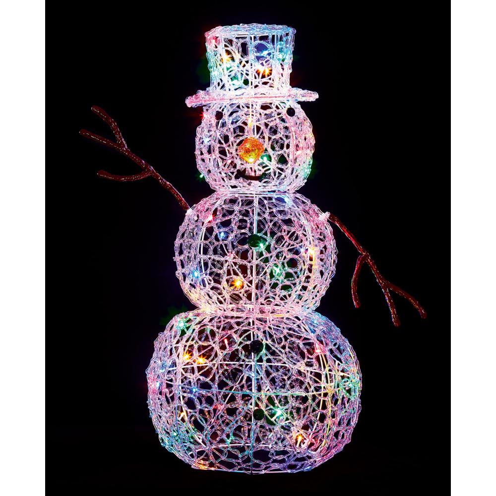 LED M/A Soft Acrylic Snowman Multi-Coloured - 90cm