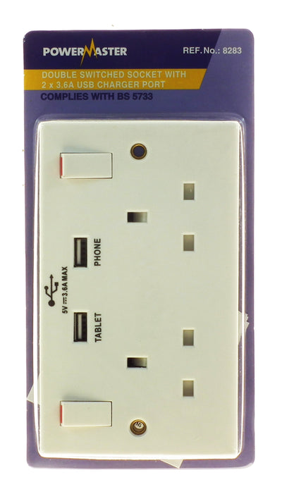 Powermaster 2G Switched Socket W/2 Usb Ports