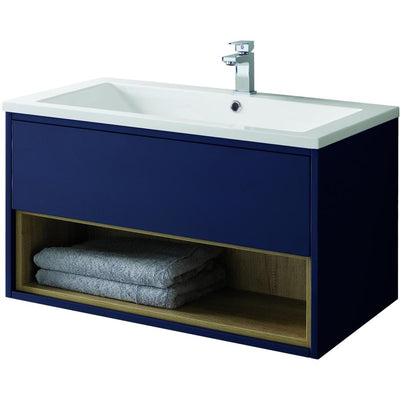 Lucca 800mm Wall Hung Unit Only - Matt Sapphire Blue