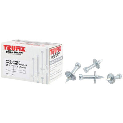 Trufix Washered Masonry Nail 100PC (Carton Qty: 50 boxes) - 3.7x50mm