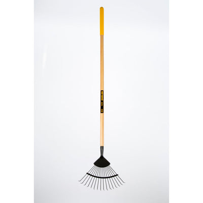 True Temper Wire Leaf Rake 16T Round Tines Long Wood Handle