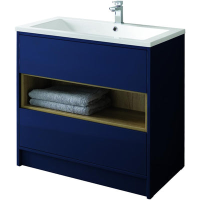 Lucca 800mm Floor Standing Unit Only - Matt Sapphire Blue