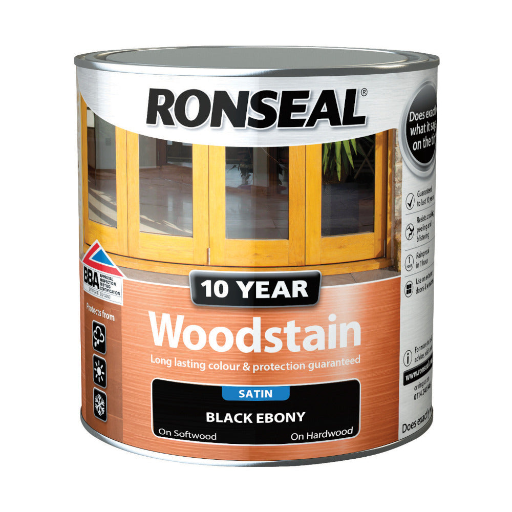 Ronseal 10 Year Woodstain Black Ebony Satin 750ml