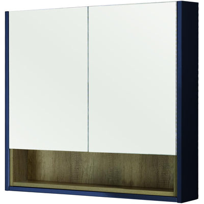 Lucca 800mm Mirror Cabinet - Matt Sapphire Blue